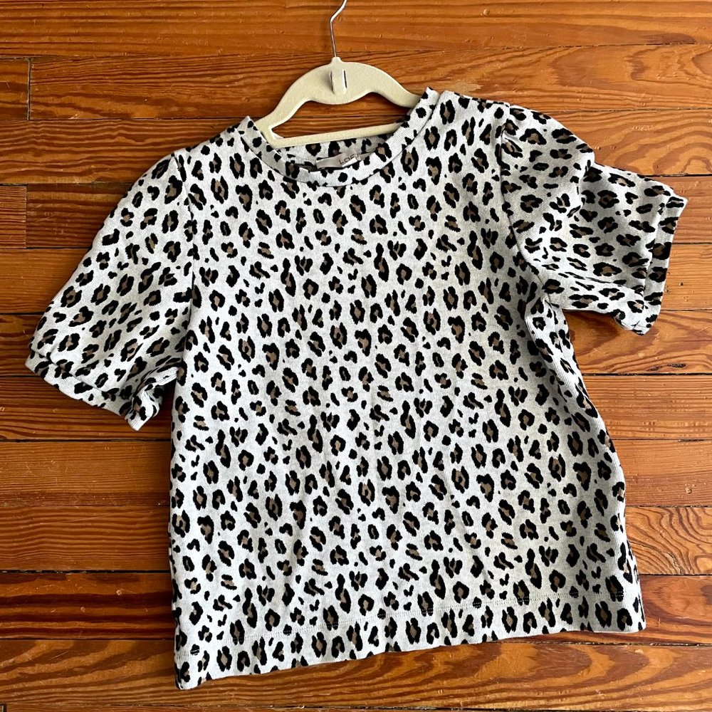Loft Short Sleeve Leopard Print Sweatshirt
